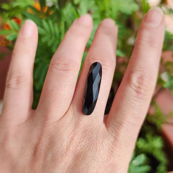 Faceted Oval Black Onyx - Anima Mundi Crystals