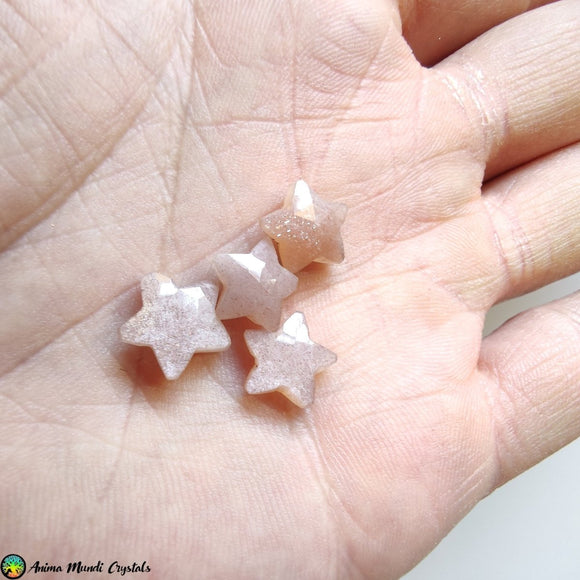 Faceted Peach Moonstone Star Cabochons - Anima Mundi Crystals