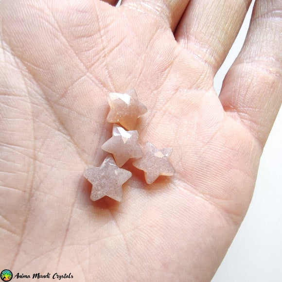 Faceted Peach Moonstone Star Cabochons - Anima Mundi Crystals