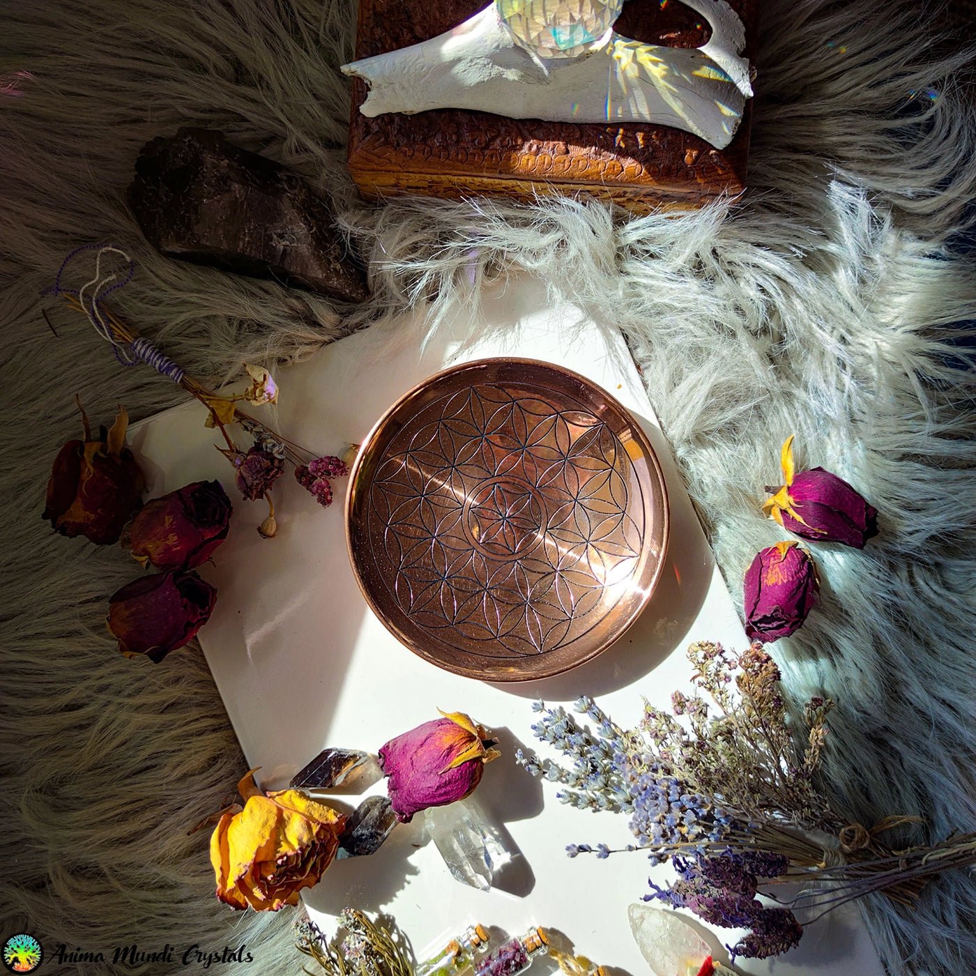 Kupferplatte „Blume des Lebens“ – Anima Mundi-Kristalle