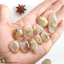 Gold Rutilated Quartz Cabochon with Hematite - Anima Mundi Crystals