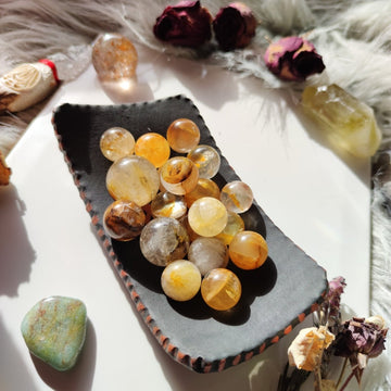 Golden Healer Quartz with Dentrite Inclusions Spheres - Anima Mundi Crystals