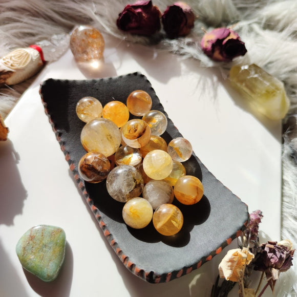 Golden Healer Quartz with Dentrite Inclusions Spheres - Anima Mundi Crystals