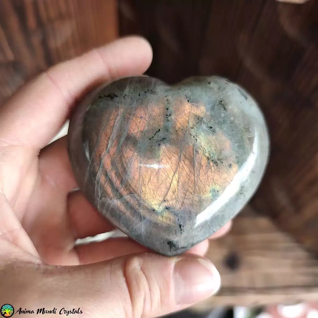 Golden Labradorite Heart Palmstone - Anima Mundi Crystals