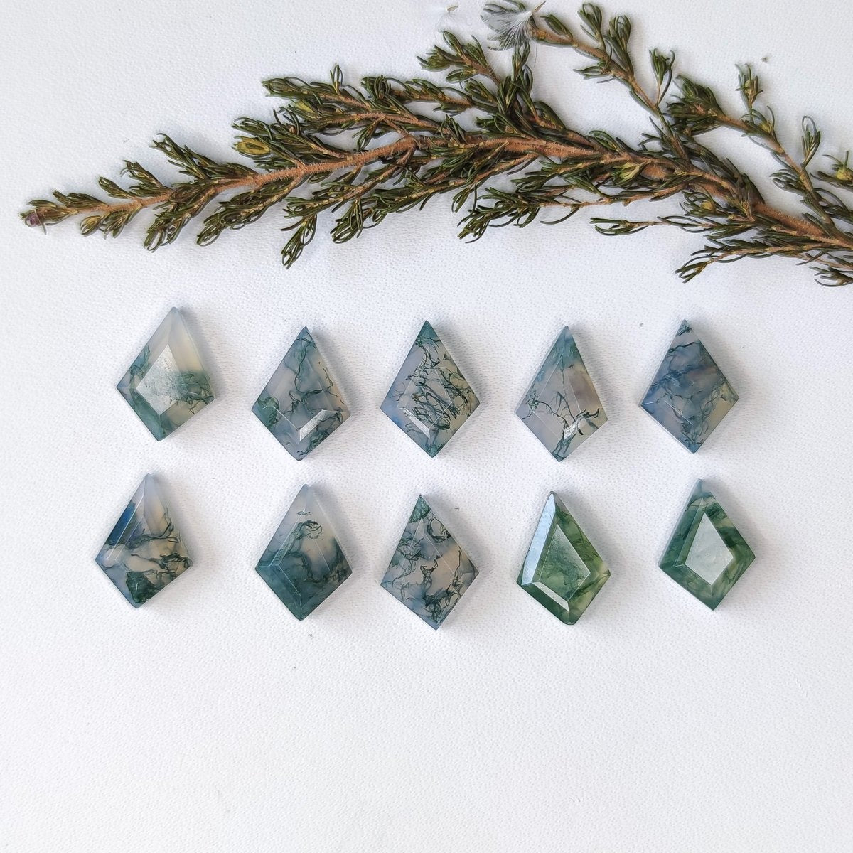 Kite Moss Agate Cabochon - Faceted - Anima Mundi Crystals