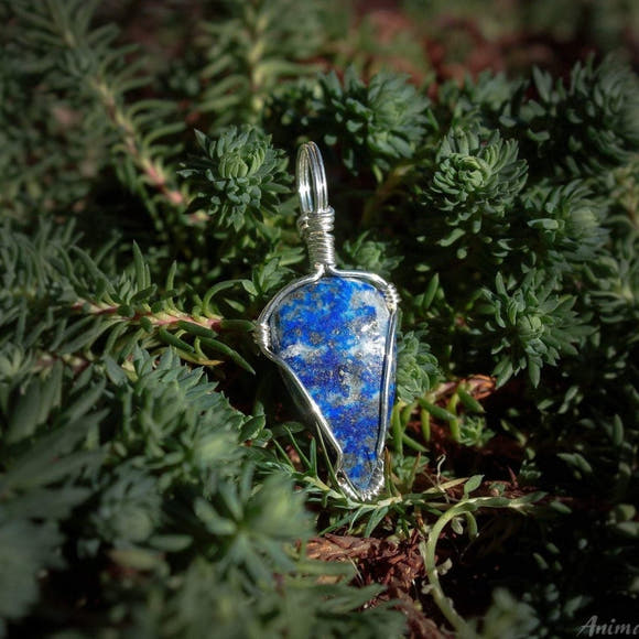 Lapis Lazuli Wire Wrapped Sterling Silver Necklace - Anima Mundi Crystals