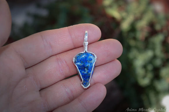 Lapis Lazuli Wire Wrapped Sterling Silver Necklace - Anima Mundi Crystals
