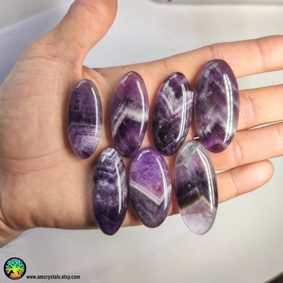 Large Chevron Amethyst Oval Cabochon - Anima Mundi Crystals