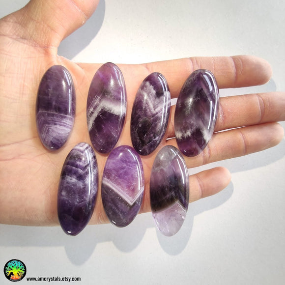 Large Chevron Amethyst Oval Cabochon - Anima Mundi Crystals