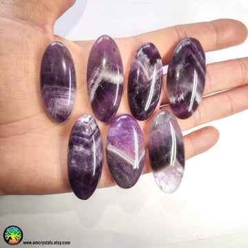 Large Chevron Amethyst Oval Cabochon - Anima Mundi Crystals