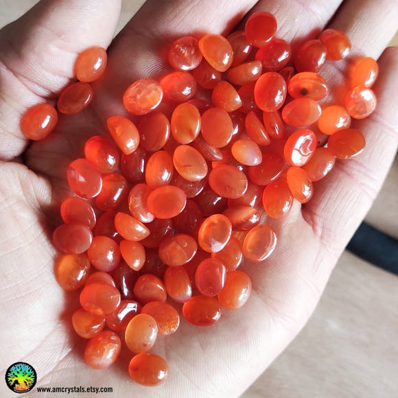 Lot of 3 Small Carnelian Oval Cabochons - Anima Mundi Crystals
