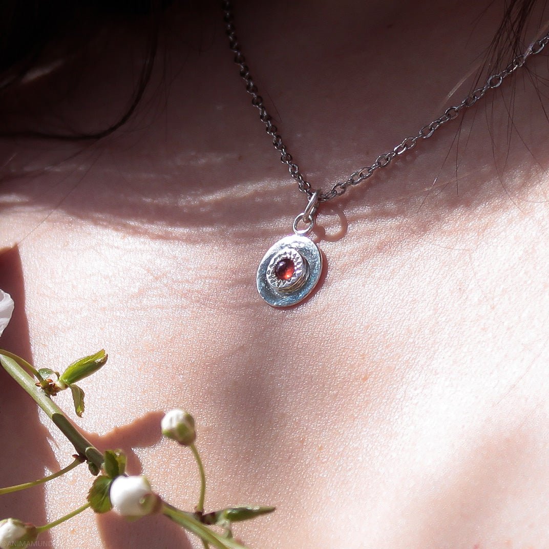 Mini Garnet Coin Necklace - Anima Mundi Crystals