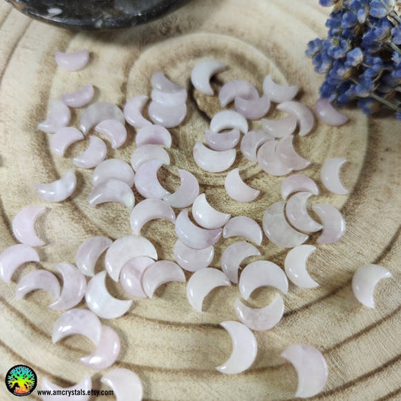 Mini Kunzite Crescent Moon Cabochons 10-12mm - Anima Mundi Crystals