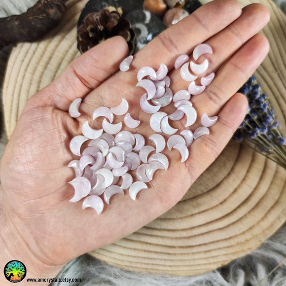 Mini Kunzite Crescent Moon Cabochons 10-12mm - Anima Mundi Crystals