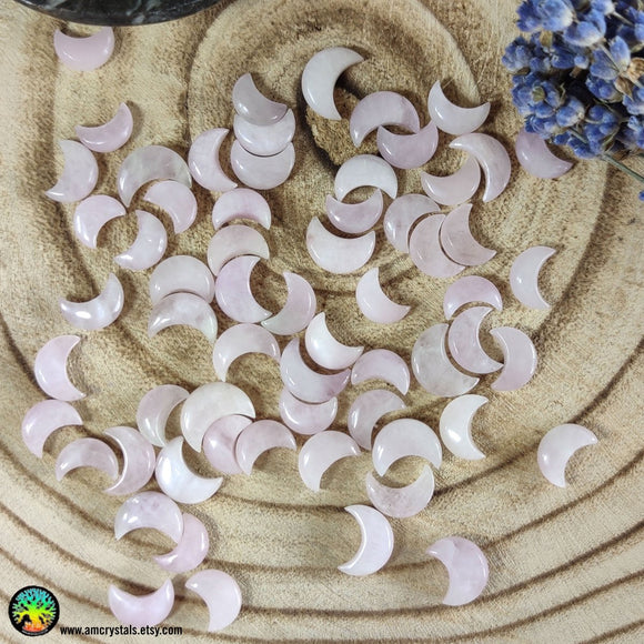 Mini Kunzite Crescent Moon Cabochons 10-12mm - Anima Mundi Crystals