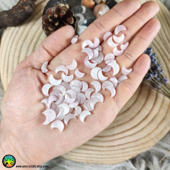 Mini Kunzite Crescent Moon Cabochons 10-12mm - Anima Mundi Crystals