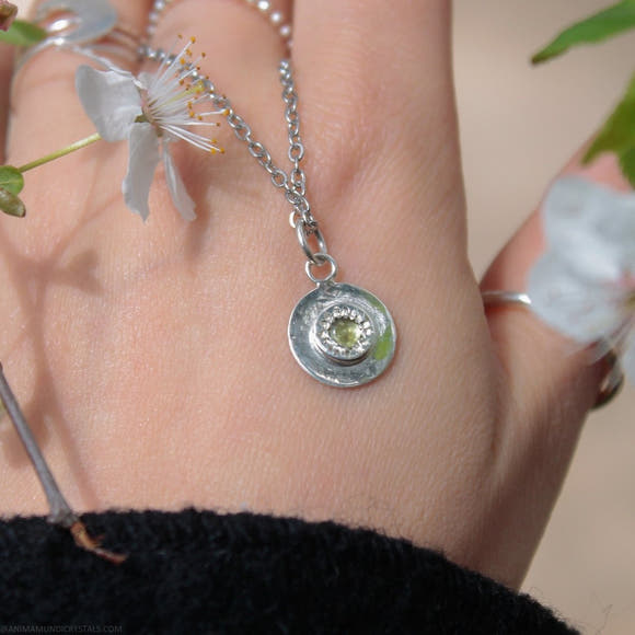 Mini Peridot Coin Necklace - Anima Mundi Crystals