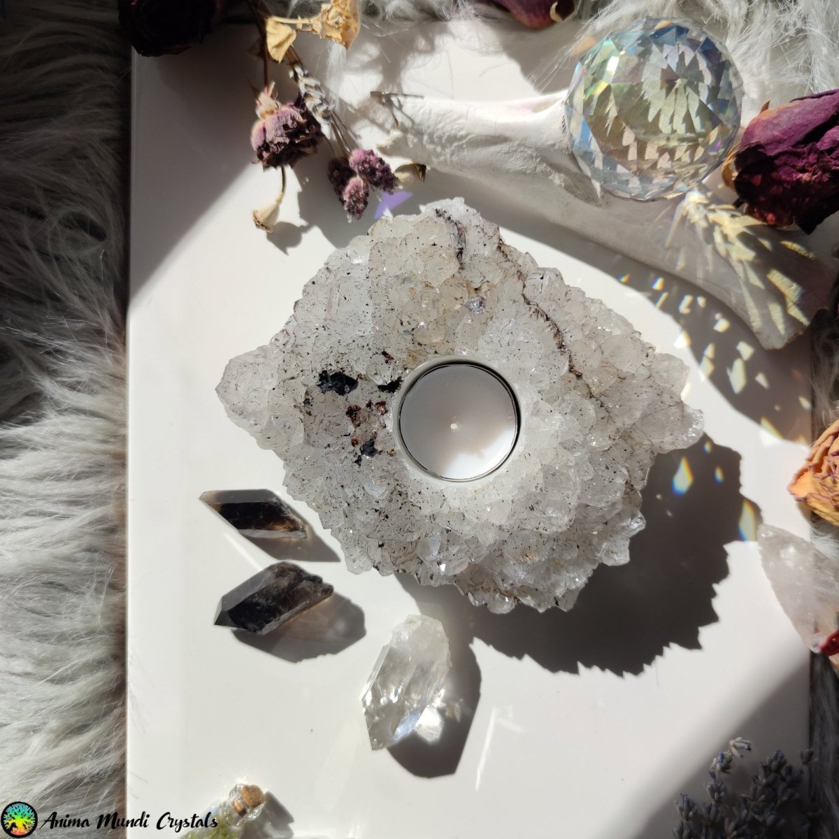 Natural Amethyst Candle Holder 1 - Anima Mundi Crystals