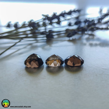 Natural Smoky Quartz RoseCut Round Calibrated Cabochons - Anima Mundi Crystals