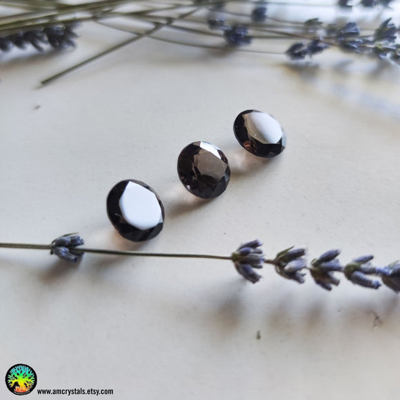 Natural Smoky Quartz RoseCut Round Calibrated Cabochons - Anima Mundi Crystals