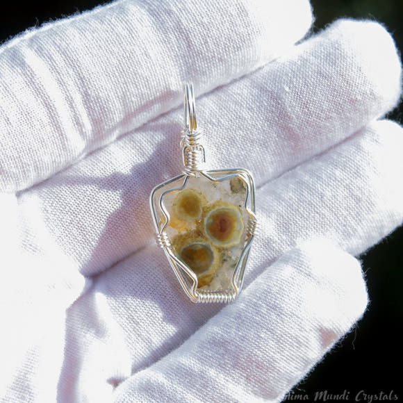 Ocean Jasper Silver Wire Wrapped Necklace - Anima Mundi Crystals