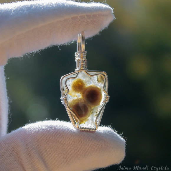 Ocean Jasper Silver Wire Wrapped Necklace - Anima Mundi Crystals