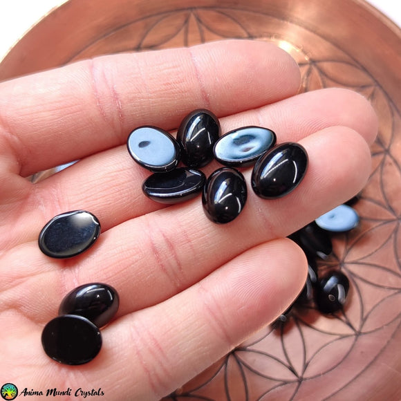 Oval Black Glass Cabochons - Anima Mundi Crystals