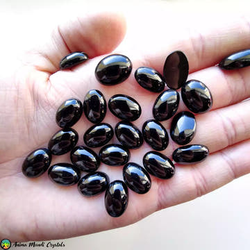 Oval Black Onyx Cabochons - Anima Mundi Crystals