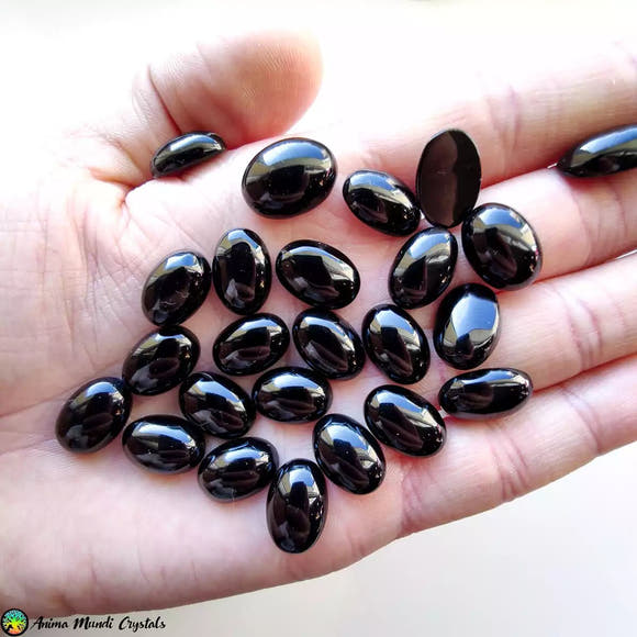 Oval Black Onyx Cabochons - Anima Mundi Crystals