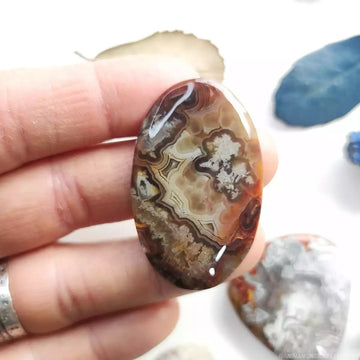 Oval Crazy Lace Agate Cabochon - Anima Mundi Crystals