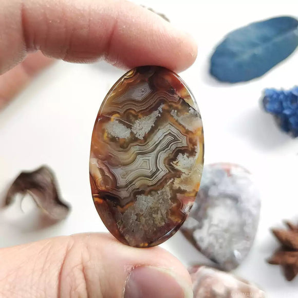 Oval Crazy Lace Agate Cabochon - Anima Mundi Crystals