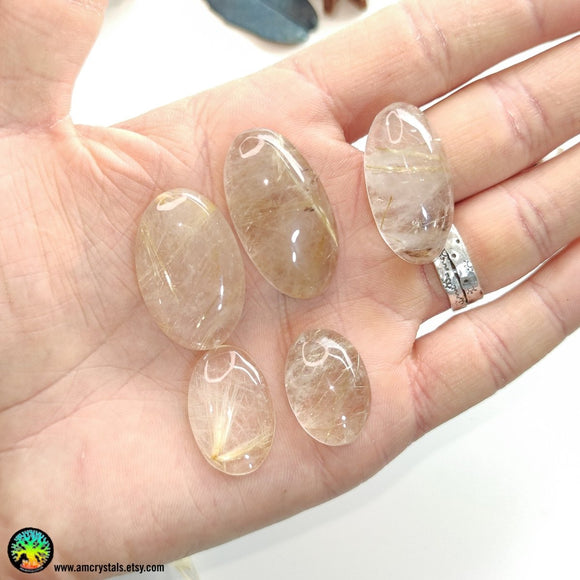 Oval Gold Rutilated Quartz Cabochons - Anima Mundi Crystals