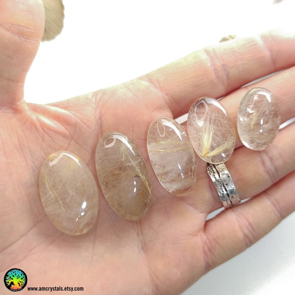 Oval Gold Rutilated Quartz Cabochons - Anima Mundi Crystals