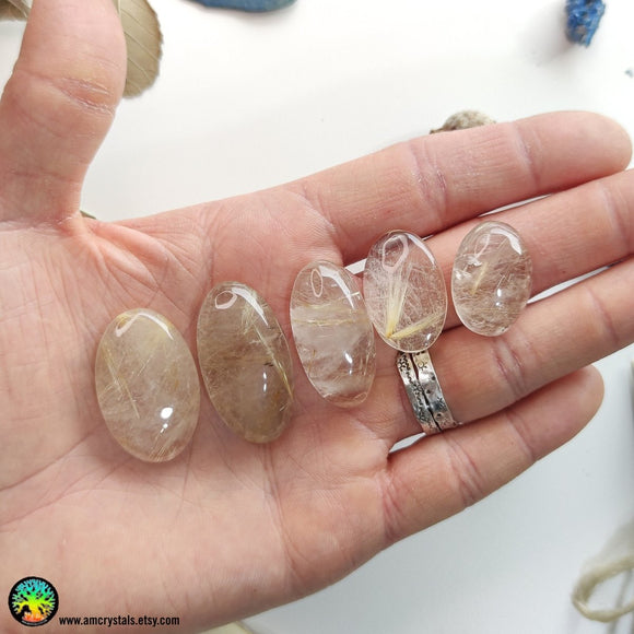 Oval Gold Rutilated Quartz Cabochons - Anima Mundi Crystals
