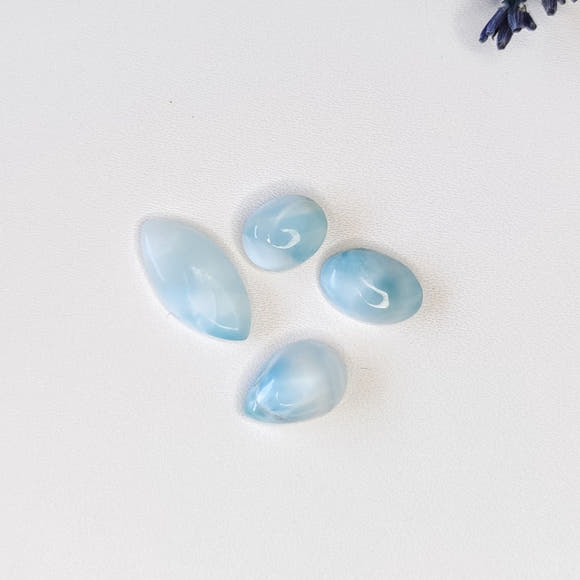 Oval tearshape Larimar Cabochons - Anima Mundi Crystals