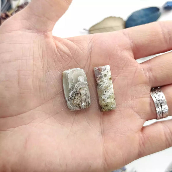 Rectangle Crazy Lace Agate Cabochon 1-2 - Anima Mundi Crystals