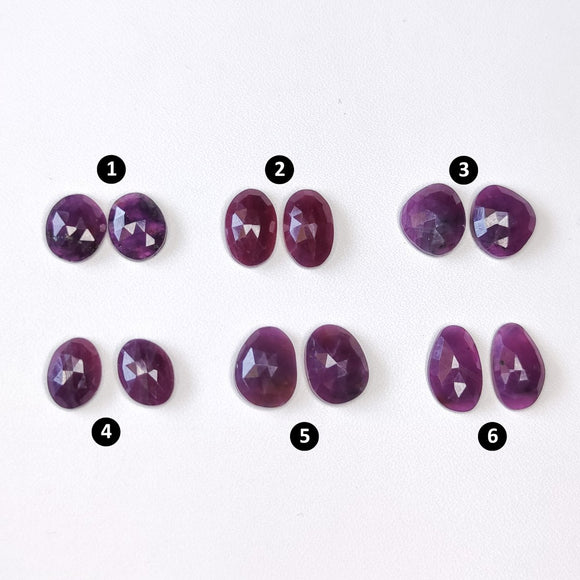 Ruby Pair Cabohons - Rose Cut - Anima Mundi Crystals