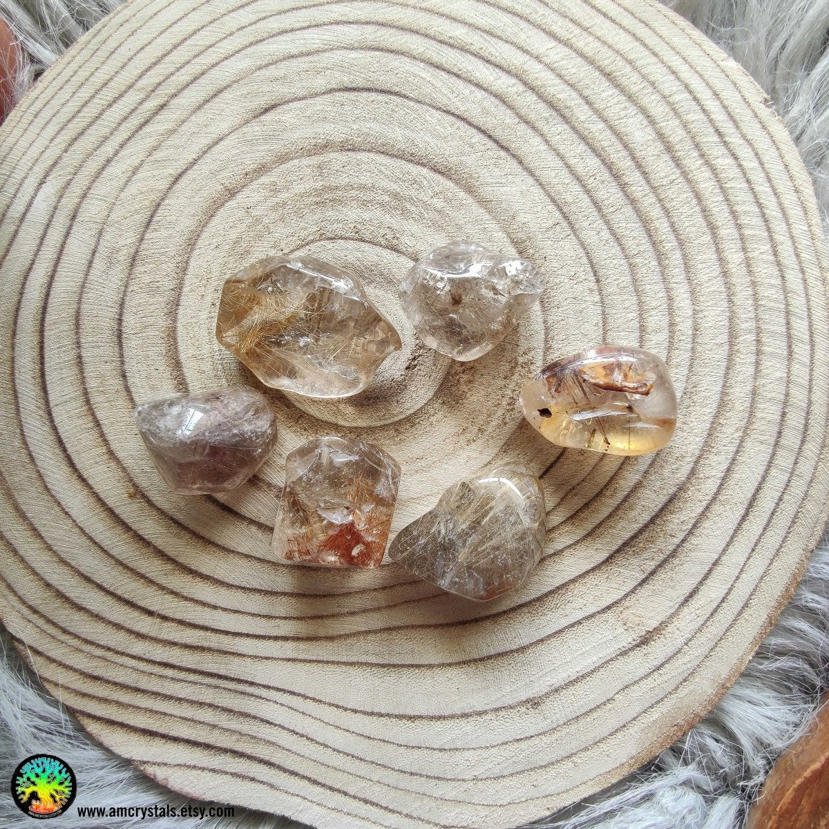 Getrommelter Taschenstein aus Rutilquarz – Anima Mundi-Kristalle