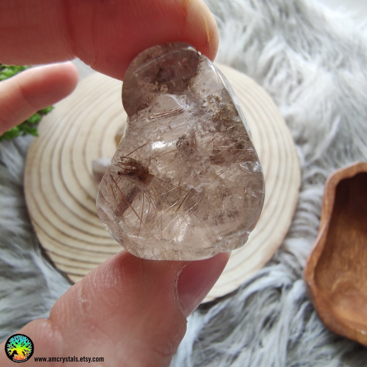 Getrommelter Taschenstein aus Rutilquarz – Anima Mundi-Kristalle