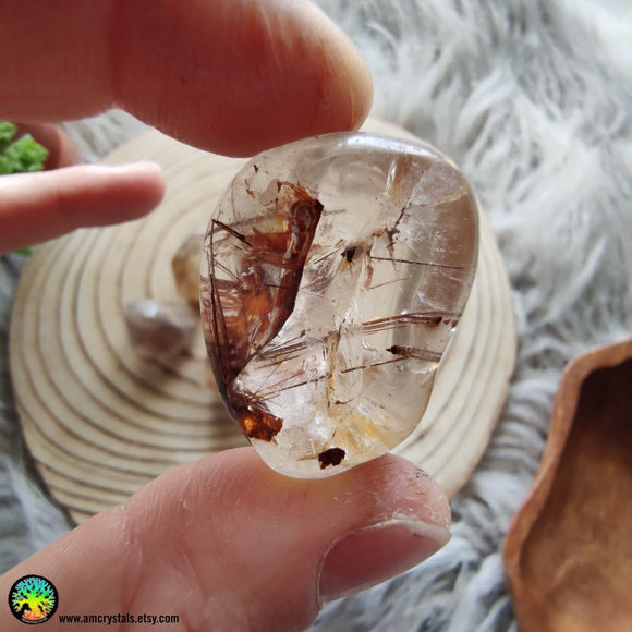 Rutilated Quartz Tumbled Pocket Stone - Anima Mundi Crystals