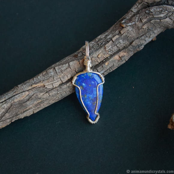 Silver Wire Wrapped Lapis Lazuli Necklace - Anima Mundi Crystals