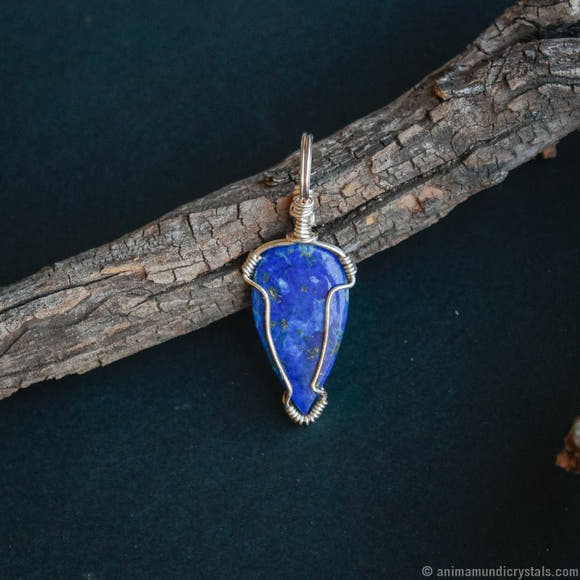 Silver Wire Wrapped Lapis Lazuli Necklace - Anima Mundi Crystals