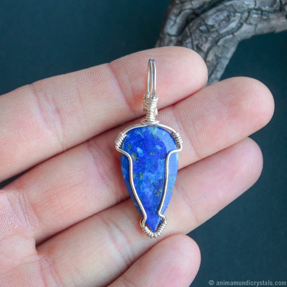 Silver Wire Wrapped Lapis Lazuli Necklace - Anima Mundi Crystals
