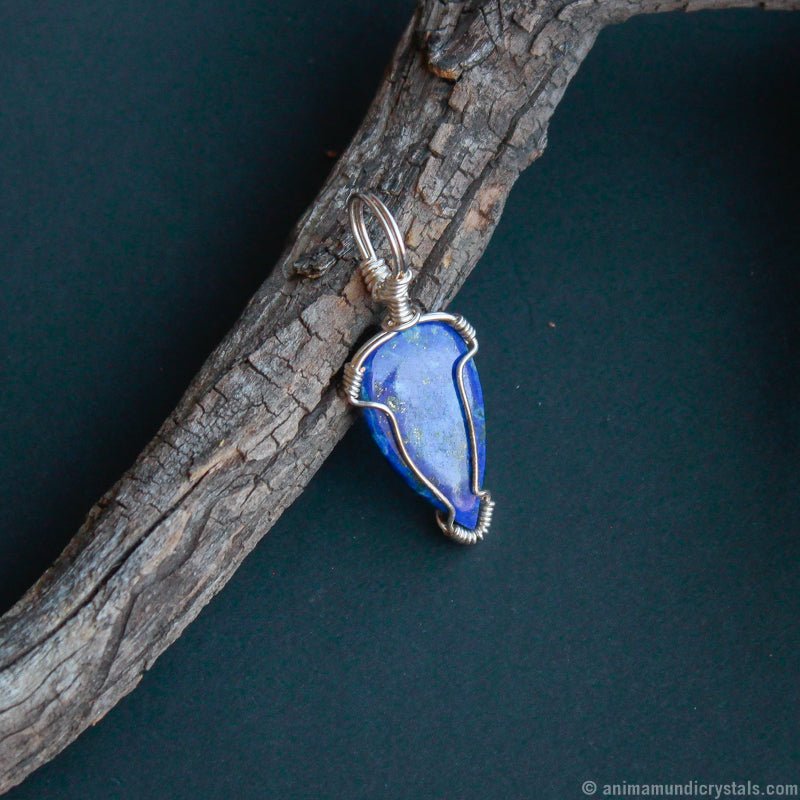 Silver Wire Wrapped Lapis Lazuli Necklace - Anima Mundi Crystals
