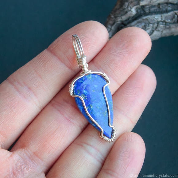 Silver Wire Wrapped Lapis Lazuli Necklace - Anima Mundi Crystals
