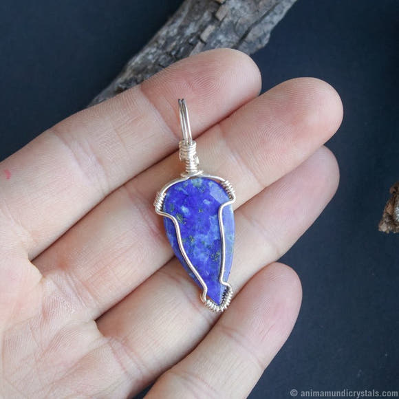Silver Wire Wrapped Lapis Lazuli Necklace - Anima Mundi Crystals