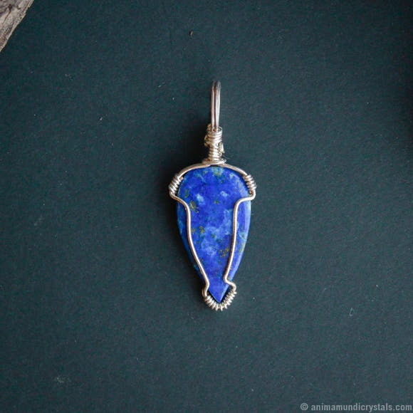Silver Wire Wrapped Lapis Lazuli Necklace - Anima Mundi Crystals