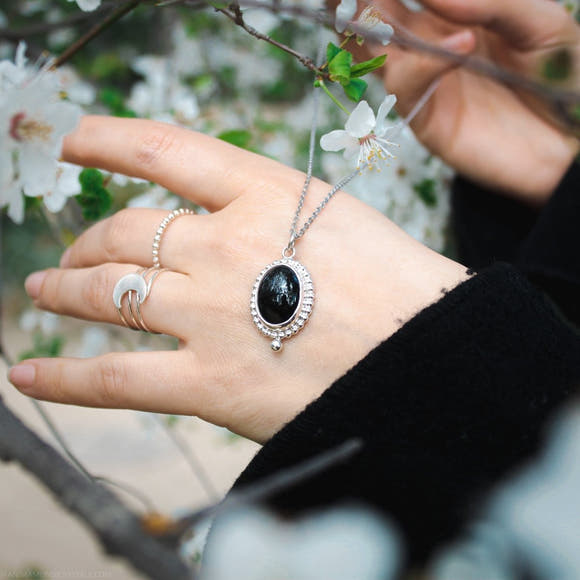 Sterling Silver Black Onyx Necklace - Anima Mundi Crystals