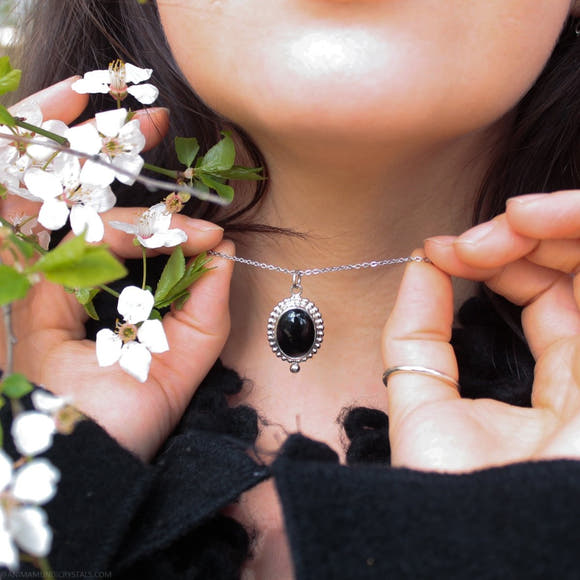 Sterling Silver Black Onyx Necklace - Anima Mundi Crystals