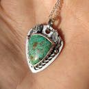 Sterling Silver Chrysocolla Pendant with Leaves - Anima Mundi Crystals